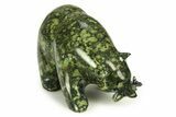 Realistic, Polished Serpentine Stone Bear with Fish - Oklahoma #308417-1